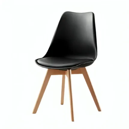 black cafe chair with wooden legs